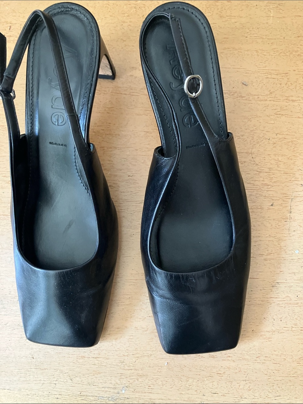 Aeyde, black open back, square toe, pump size 7 1/2 - Picture 2 of 7